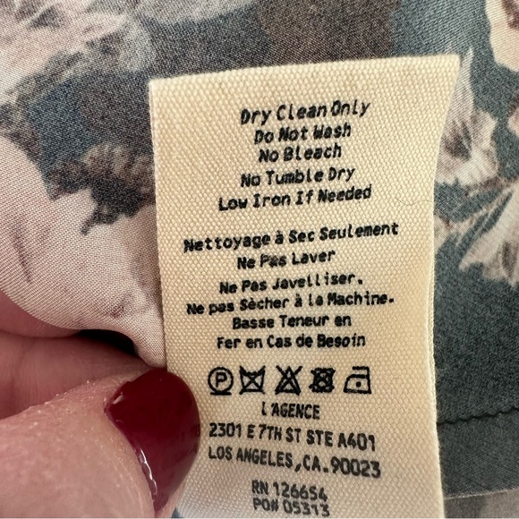 L'AGENCE Romantic Silk Black and Pink Floral Camisole.  Like New.  Size Medium. - Picture 7 of 9